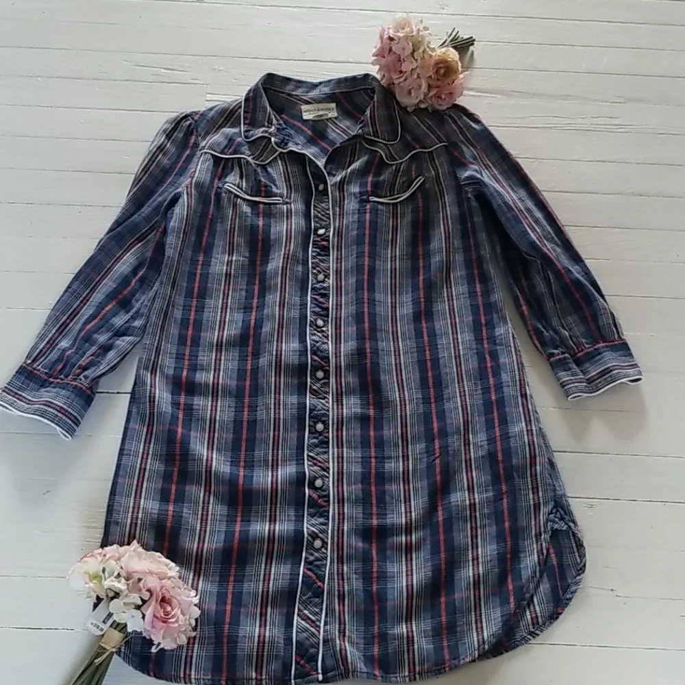 Denim & Supply Ralph Lauren Blue Plaid Top - Picture 1 of 4